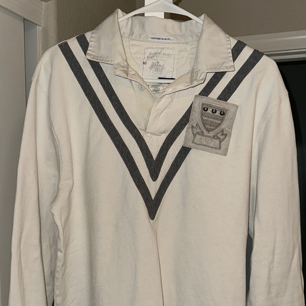 Rugby Ralph Lauren White and Gray Long Sleeve Tee